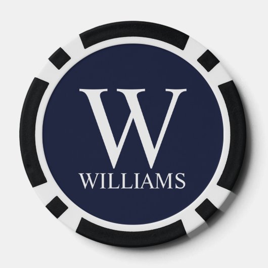 Klassisches Personalisiertes Monogramm und Name Pokerchips (Rückseite)