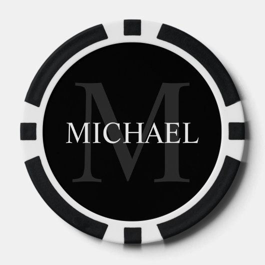 Klassisches Personalisiertes Monogramm und Name Pokerchips (Vorderseite)