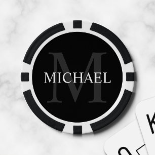 Klassisches Personalisiertes Monogramm und Name Pokerchips