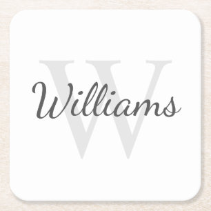 Klassisches Personalisiertes Monogramm und Name Rechteckiger Pappuntersetzer