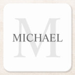 Klassisches Personalisiertes Monogramm und Name Rechteckiger Pappuntersetzer<br><div class="desc">Personalisierte Monogram und Name Gift zeigen personalisierte Namen in Grau und Monogramm in hellgrau als Hintergrund,  im klassischen Serif Schriftart Stil,  auf weißem Hintergrund.</div>