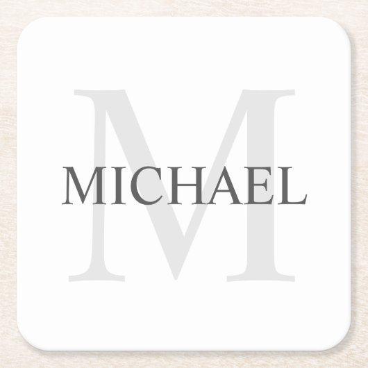 Klassisches Personalisiertes Monogramm und Name Rechteckiger Pappuntersetzer (Vorderseite)