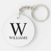 Klassisches Personalisiertes Monogramm und Name Schlüsselanhänger (Rückseite)