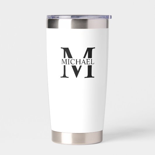 Klassisches Personalisiertes Monogramm und Name Thermobecher (Links)