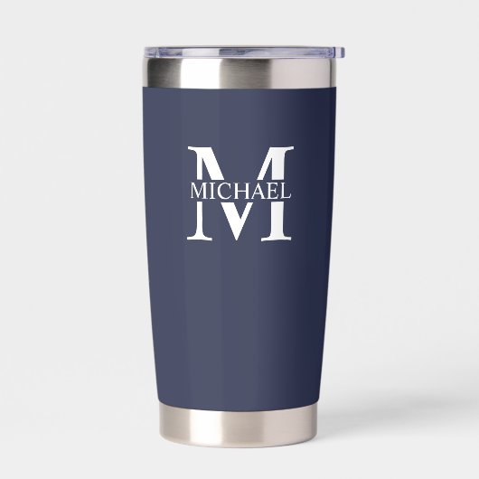Klassisches Personalisiertes Monogramm und Name Thermobecher (Links)