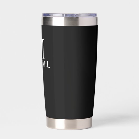 Klassisches Personalisiertes Monogramm und Name Thermobecher (Rückseite)