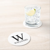 Klassisches Personalisiertes Monogramm und Namensq Runder Pappuntersetzer (Vor Ort)