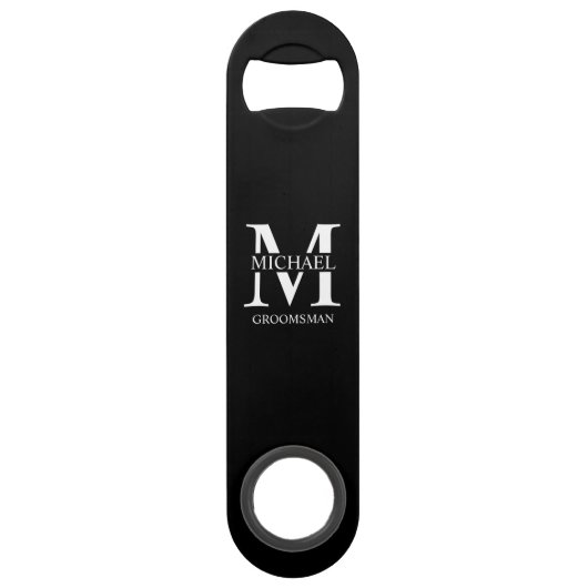 Klassisches personalisiertes Patenmonogramm und Na Speed Flaschenöffner (Vorderseite)