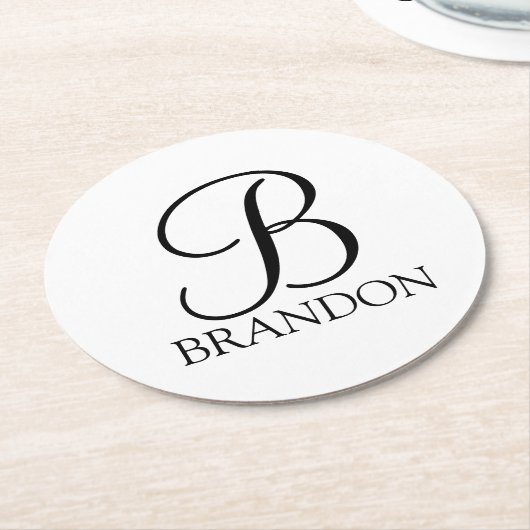 Klassisches Personalisiertes Skriptmonogramm und N Runder Pappuntersetzer (Angewinkelt)