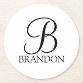 Klassisches Personalisiertes Skriptmonogramm und N Runder Pappuntersetzer (Vorderseite)