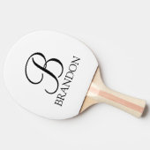Klassisches Personalisiertes Skriptmonogramm und N Tischtennis Schläger (Seitenansicht)