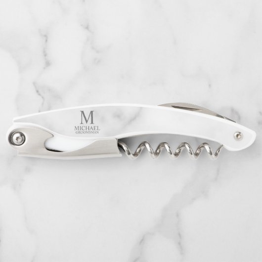 Klassisches personalisiertes Trauzeuge-Monogramm u Kellnermesser (Vorderseite)