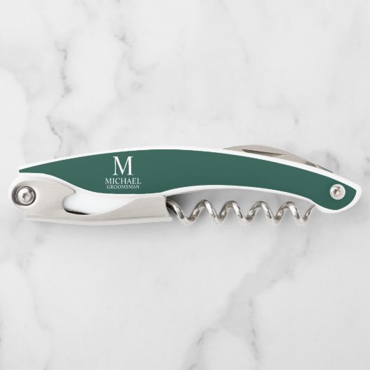 Klassisches personalisiertes Trauzeuge-Monogramm u Kellnermesser (Vorderseite)