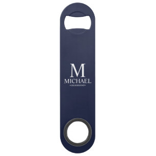 Klassisches personalisiertes Trauzeuge-Monogramm u Speed Flaschenöffner