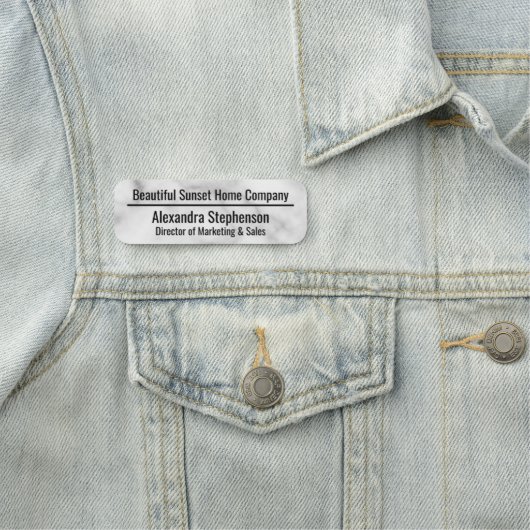 Klassisches Personalisiertes Unternehmen aus weiße Namensschild (Beispiel)