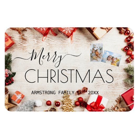 Klassisches Personalisiertes WeihnachtsfestFoto de Magnet (Horizontal)