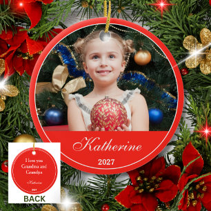Klassisches personalisiertes Weihnachtsfoto Keramik Ornament