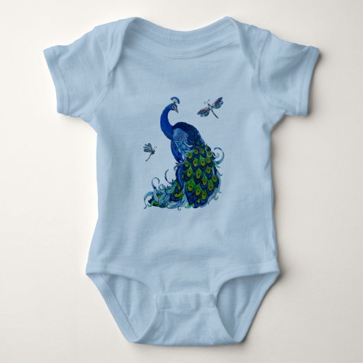 Klassisches Pfau- und Dragonfly-Design Baby Strampler (Vorderseite)