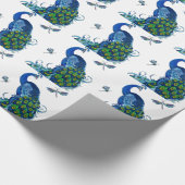 Klassisches Pfau- und Dragonfly-Design Geschenkpapier (Ecke)