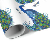 Klassisches Pfau- und Dragonfly-Design Geschenkpapier (Rolleneckpunkt)