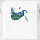 Klassisches Pfau- und Dragonfly-Design Rechteckiger Aufkleber (Tasche)