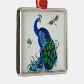 Klassisches Pfau- und Dragonfly-Design Silbernes Ornament (Rechts)