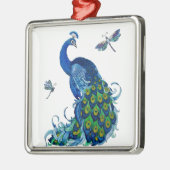 Klassisches Pfau- und Dragonfly-Design Silbernes Ornament (Links)