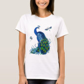 Klassisches Pfau- und Dragonfly-Design T-Shirt (Vorderseite)