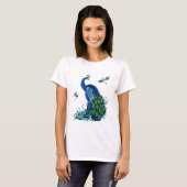 Klassisches Pfau- und Dragonfly-Design T-Shirt (Vorne ganz)