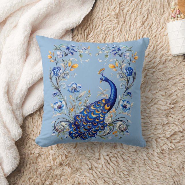 Klassisches Pfauendesign - Elegantes Geschenk für  Kissen (Decke)