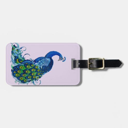 Klassisches Pfauendesign Gepäckanhänger (Vorderseite horizontal)