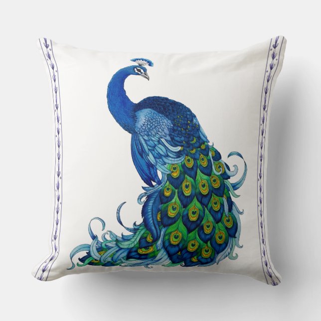Klassisches Pfauendesign Kissen (Vorderseite)