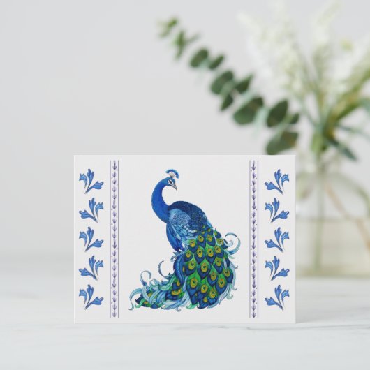 Klassisches Pfauendesign Postkarte (Stehend Vorderseite)