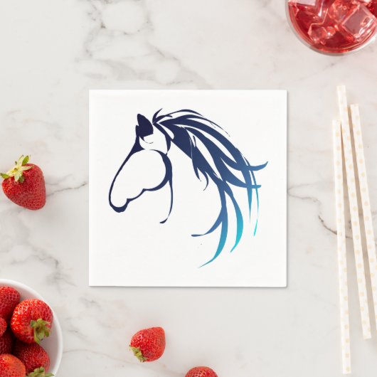 Klassisches Pferdekopflogo in blau Serviette (Beispiel)