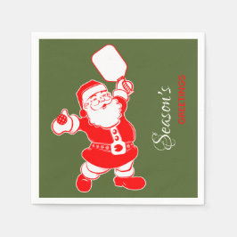 Klassisches Pickleball Weihnachten Grün Serviette