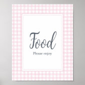 Klassisches Pink Gingham Baby Dusche Food Poster (Vorne)