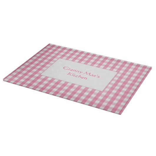 Klassisches Pink Gingham Karo Pattern Schneidebrett (Ecke)