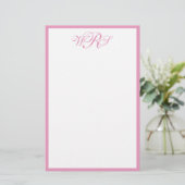 Klassisches Pink Monogramm Briefpapier (Stehend Vorderseite)
