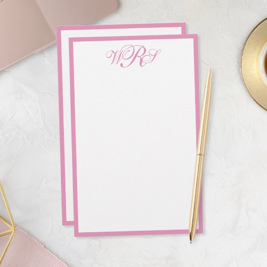 Klassisches Pink Monogramm Briefpapier