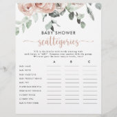 Klassisches Pink Rose Baby Shower Scattegories Spi (Vorderseite)