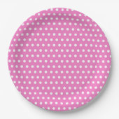 Klassisches Pink- und Weißpolka-Dot-Party Pappteller (Vorderseite)
