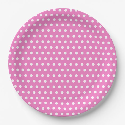 Klassisches Pink- und Weißpolka-Dot-Party Pappteller (Vorderseite)