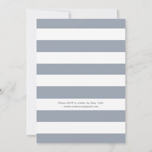 Klassisches Pizza-Party | Blaue Streifen aus Schie Einladung (Rückseite)