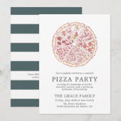 Klassisches Pizza-Party | Einladung gestrichen (Vorne/Hinten)