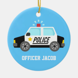 Klassisches Polizeiauto mit Sirene für das Jungenz Keramik Ornament