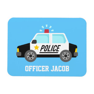 Klassisches Polizeiauto mit Sirene, personalisiert Magnet