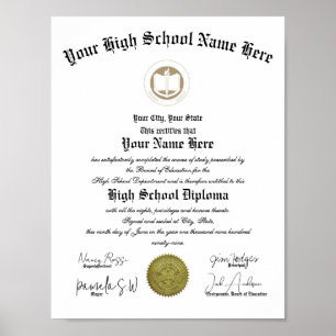 Klassisches Portrait High School Diploma  Poster