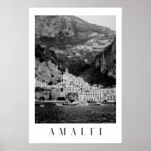 Klassisches Poster aus schwarzem und weißem Amalfi