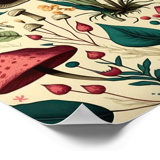 Klassisches Premium-Mushroom und Blume-Design Poster (Ecke)
