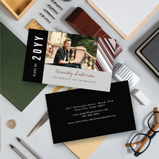 Klassisches Preppy Button Streifen Modernes Gradua Telefonnummerkarte